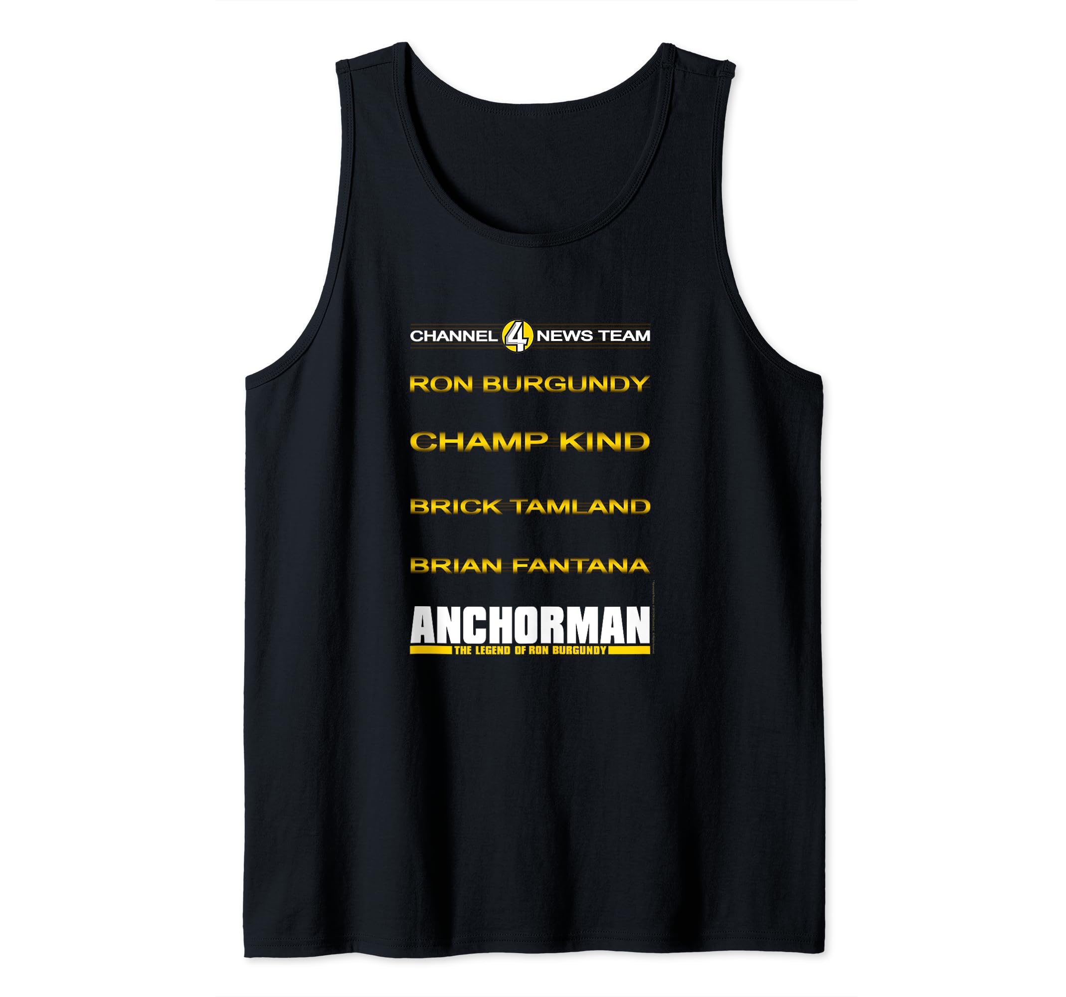 Anchorman Channel Four News Team Name Stack Logo Tank Top