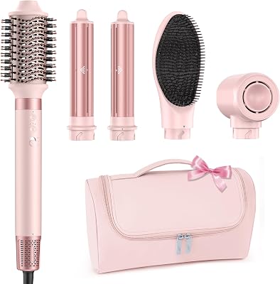 Secador de ar quente,[5 em 1] Conjunto de styler de ar destacável multifunção com secador de iões negativos, modelador e escova térmica para cabelo seco, liso e encaracolado
