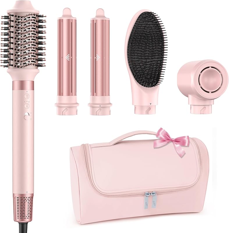 Secador de ar quente,[5 em 1] Conjunto de styler de ar destacável multifunção com secador de iões negativos, modelador e escova térmica para cabelo seco, liso e encaracolado — foto 1 de 8