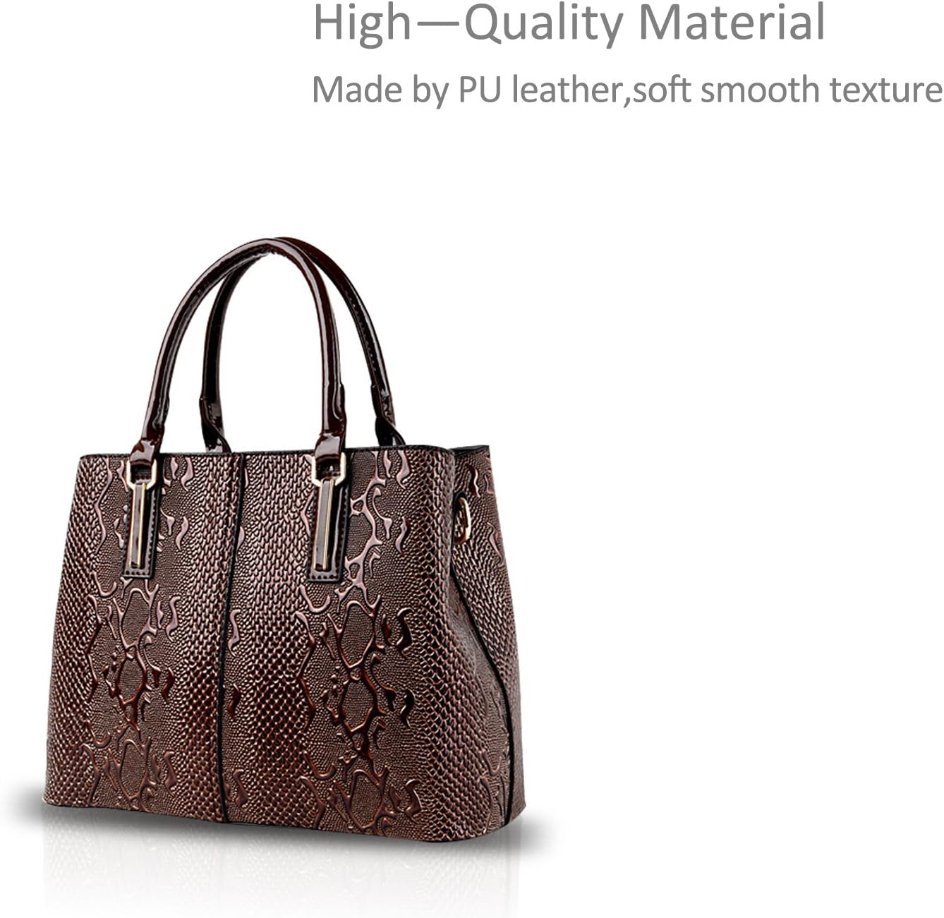 NICOLE&DORIS Fashion Women Crossbody Bag Tote Handbag Shoulder Bag Ladies Messenger Patent PU Leather Brown - Image 4