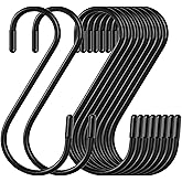 30 Pack S Hooks, 3.54 In Matte Black Heavy Duty Metal S Hooks Can with Stand, Up to 33 lbs, For Kitchen, Office, Garden or Outdoor, Hanging Plants, Clothes, Pots, Pans, Cups, Bags, Jewelry, Towels