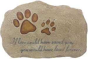 MrMrKura Pet Memorial Stone for Cats Dogs Headstone Pet Tombstone Grave Markers with Paw Print, Sympathy Poem in Lawn, Garden