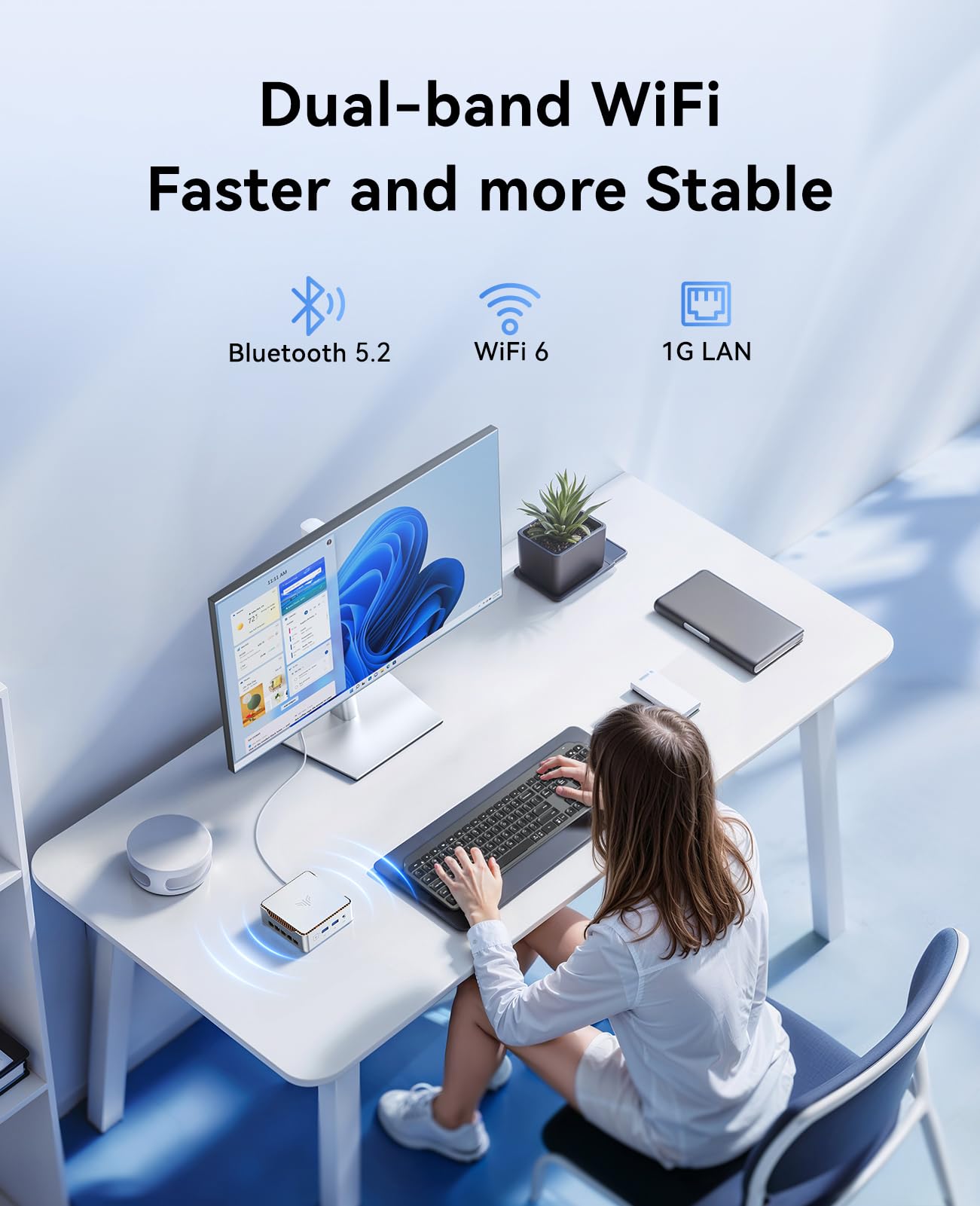 NiPoGi Hyper H2 Mini PC Ιntel Core i7-14650HX(Besser als i9-12900H/ i7-1280P, 16C/24T, bis zu 5.20 GHz), 32 GB DDR4 1 TB M.2 NVMe SSD Mini Desktop Computer W-11 Pro für Büro/Schule/Heim, Wi-Fi 6E. 6
