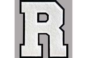 SOYCEV 4.5" Varsity Letter Patches Chenille Iron on Letters Large Letterman Jacket Patches for Clothing/Jacket/Varsity/Bag (White, R)