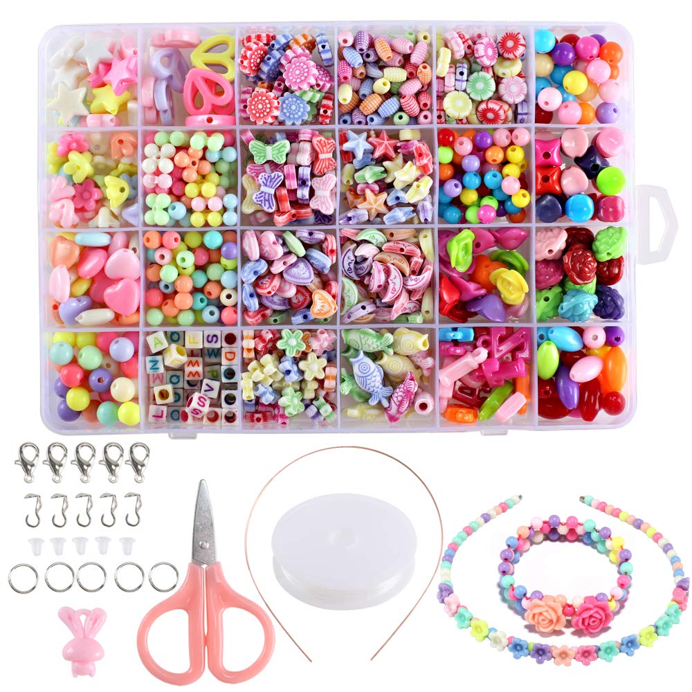 HavaCue 420 Stück Holzperlen Set - Bunte Perlen Zum Auffädeln Für Kinder Armbänder