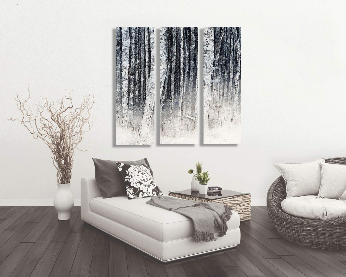 Birch Tree Art Print Three Panel Wall Art Giclee Canvas