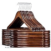 HOUSE DAY Wooden Hangers 30 Pack, Solid Wood Coat Hanger Heavy Duty, Smooth Finish Bulk Wood Hangers, High-Grade Wooden Clothes Hanger with Non Slip Pant Bar, 360° Swivel Hook