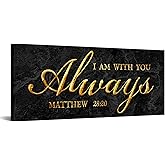 KREATIVE ARTS I Am With You Always Canvas Wall Art Bible Verse Quote Poster Gold and Black Marble Background Framed Wall Decor Ready to Hang for Home Office Apartment 20x48 Inches