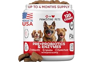 PAWZITIVE PETS Probiotics for Dogs Digestive Health - Probiotic Chews for Gut Health, Itchy Skin Yeast, Diarrhea - USA Product - Immune Support Supplement - Dog Digestive Support & Allergy Relief Chews with Enzymes