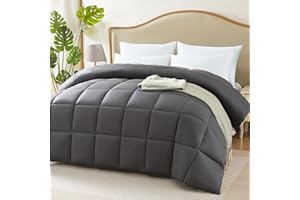 STWIENER 100% Viscose Made from Bamboo Comforter for Hot Sleepers- Breathable Cooling Silky Soft Duvet Insert Cal King Size-with 8 Corner Tabs- All Season Comforter (104x96 Inches, Grey)