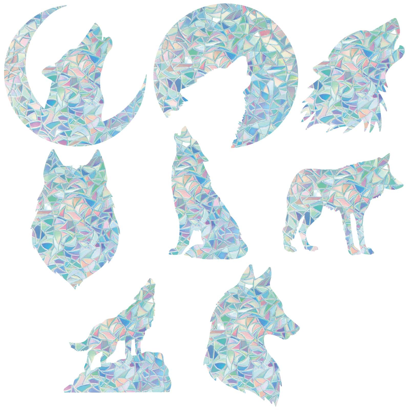 GORGECRAFT 16Pcs Wolf Window Clings 8 Styles Wolf Window Sticker 3D Decorative Window Film Animal Anti-Collision Window Stickers Door Window Static Decals Sun Catcher for Kitchen Bedroom
