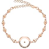 Oneress Rose Gold Plated Faith Can Move Mountains Bracelet with Adjustable Love Heart Link Chain, Inspirational Mustard Seed Jewelry Christian Faith Gift
