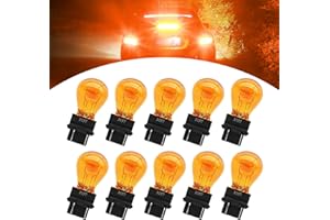 leediga 10 PCS 3157 Car Instrument Light Bulb, 12V 21/5W Waterproof Durable Vehicle Brake Light Replacements, Universal Automotive Marker Tail Light Accessories for Truck SUV Car (Yellow Light)