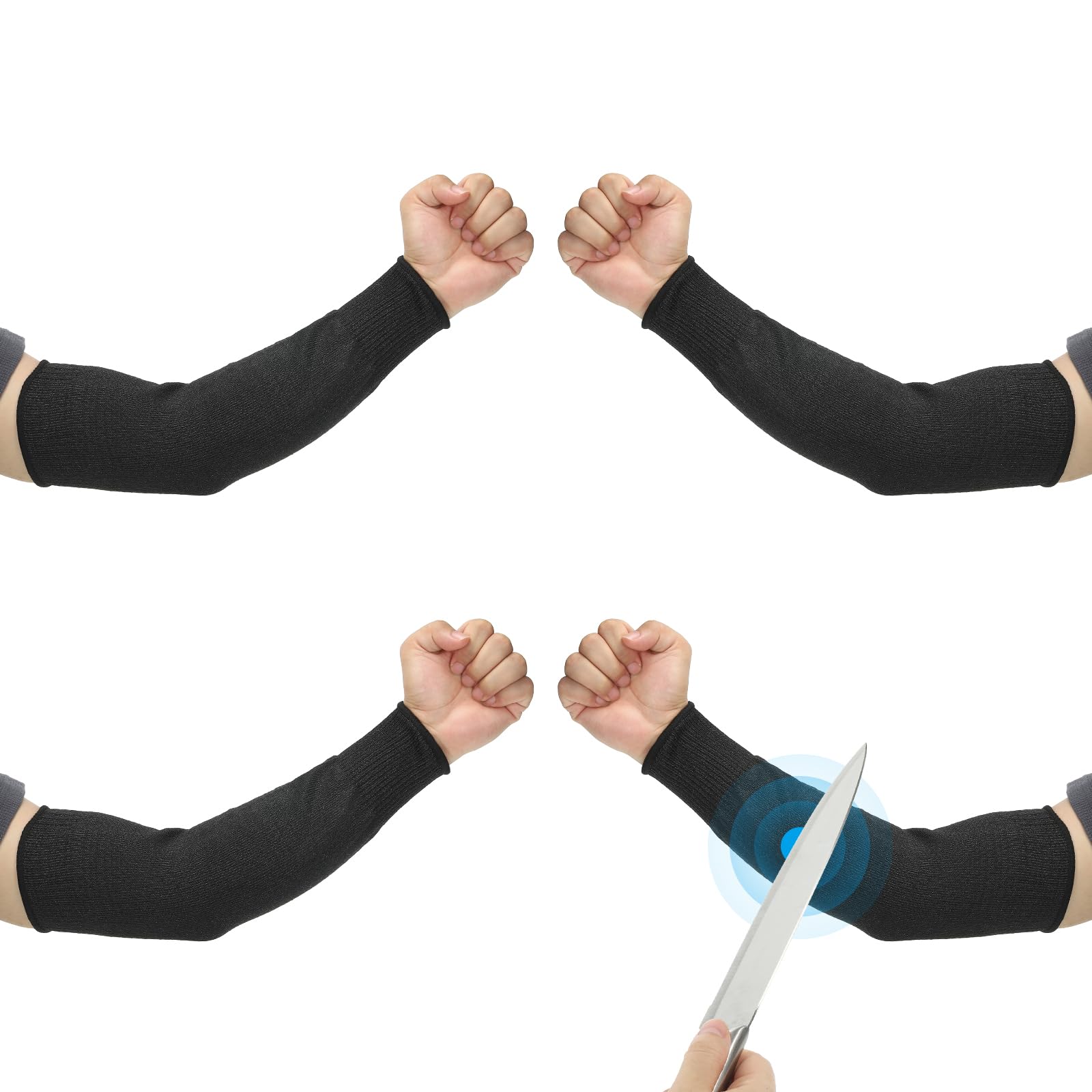 PATIKIL 14 Inch Cut Resistant Sleeve, 2 Pairs Arm Safety Protectors Sleeves Forearm Sleeve HPPE Level 5 Protection for Thin Skin and Bruising, M, Black — image 1