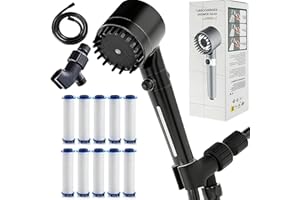 Shower Head Hose and Holder, 59"/1.5m Stainless Steel Hose, 4 Spray Modes High Pressure ShowerHead with ON/Off Switch (Black-