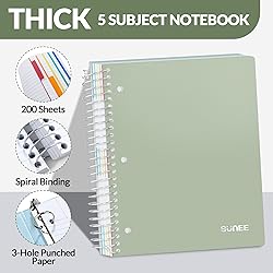 SUNEE 5 Subject Notebook College Ruled - 400