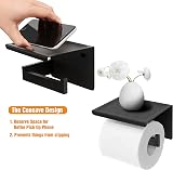 HITSLAM Matte Black Toilet Roll Holder with Phone Shelf, SUS 304 Steel view 6