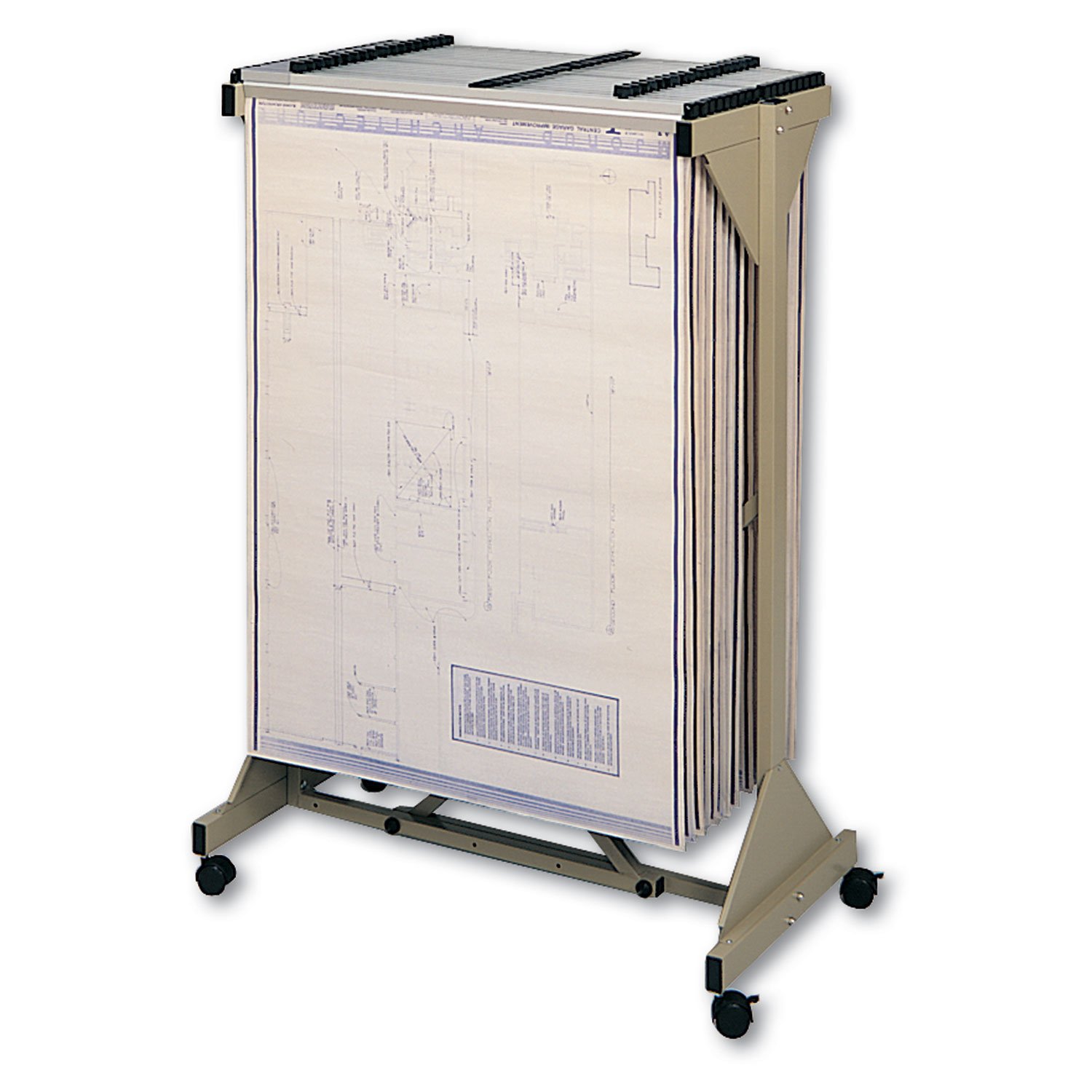 Photo 1 of Safco Mobile Plan Center (5060) | Steel Floor Mount Document Sorter | Reducing Clutter & Easily Transportable | 18 Clamps Fits 24" - 42" Hanging Clamps | Holds Docs, Plans, Artwork, Drawings