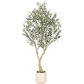 Realead 6ft Artificial Olive Tree with Tall Exquisite Planter - Realistic Faux Olive Tree with Thick Trunk and Lifelike Fruits - Large Fake Olive Tree for Home Office Decor