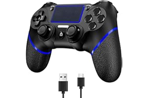 SZDILONG Upgraded Wireless Controller for Ps4 Gamepad Compatible with Ps4/Pro/Slim/Windows PC,Joystick for PS4 with Touchpad/Stereo Headphone Jack/Six-axis Motion Control/Charging Cable (Blue Black)