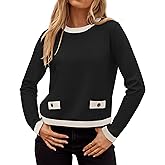ZESICA Women's Fall Sweaters 2026 Long Sleeve Crewneck Knit Color Block Lightweight Pullover Tops Clothes