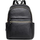 Kattee Genuine Leather Backpack Purse for Women Multi-functional Elegant Daypack Soft Leather Shoulder Bag Shopping Trip, Large, Black