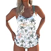 ROSEWE Womens Ruffle Tier Tankini Swimsuits, 2 Piece Set Swimwear, Bathing Suits with Mid Waisted Briefs