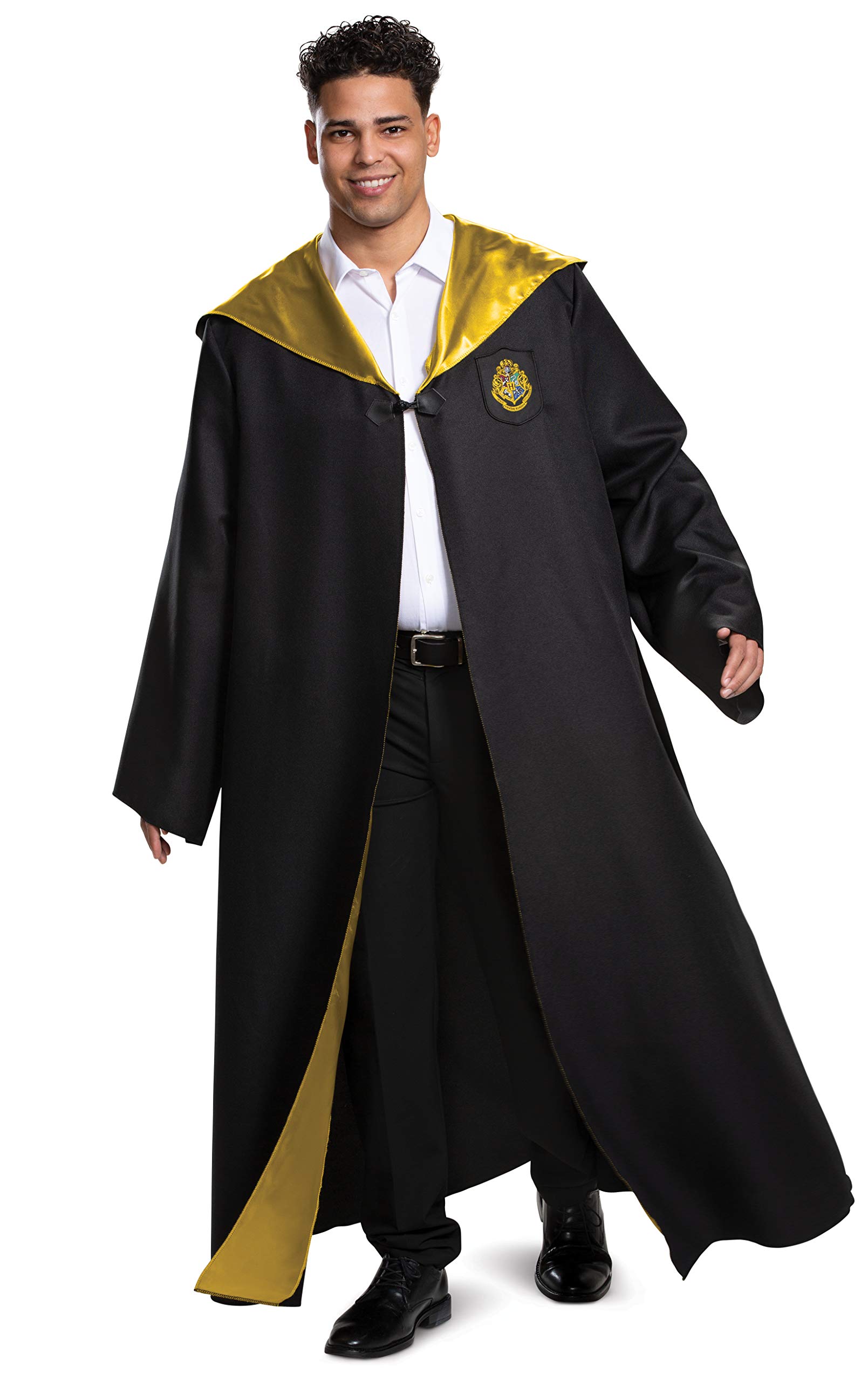 DISGUISE Women's Harry Potter Hogwarts Robe, Official Wizarding World Adult Halloween Costume Accessory Outerwear, Black & Gold, Medium (38-40)