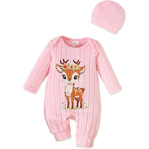 AuralBabe Newborn Baby Girl Clothes Infant Romper Fall Winter Outfits Floral Letter Bodysuit+Hat