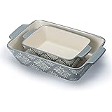 Baking Dish Ceramic Baking Pan Grey Casserole Dish Rectangular Baking Set 2pcs Bakeware Sets Lasagna Pan Baking Dishes for ov