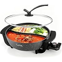 Food Party Hot Pot Electric Hotpot with Divider Shabu Shabu Hot Pot Non-Stick 6-Quart Large Chinese Pot Korean