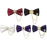 MOHSILY Adjustable Bowtie, Mens Black Bow Tie with Rhinestone Brooch Chain, Pre Tied Bow Ties for Men