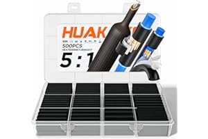 HUAKAYO 5:1 Heat Shrink Tubing Kit 500 PCS, Industry-Leading 5:1 Ratio Adhesive Lined, Marine Grade Dual Wall, Waterproof Electrical Wire Wrap Assortment – Industrial & Automotive Heat Shrink Tube Kit (Black)