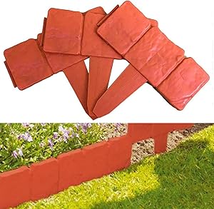 sportuli Garden Plastic Fence Edging,Stone Effect Edging Interlock Flower Bed Border Grass Edge Imitation Garden Decoration Fence Plant Bordering (30)