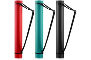 Mimorou 3 Pcs Extendable Poster Tubes Plastic Document Storage Tube with Carrying Strap 24-40 Inch Expanding Blueprint Holder Telescoping Cap Waterproof Art (Black, Green, Red)