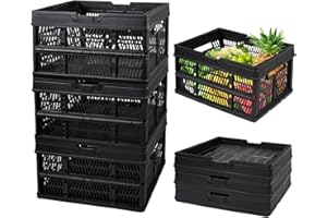 Enovi EasyFold Collapsible Crate, Collapsible Shopping Basket, Milk Crate, 3 Pack (27L (7 Gal), Black)