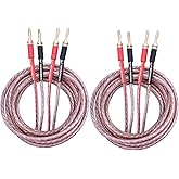 WFPOWER 13AWG Speaker Cable with Banana Plug, (1.5m / 4.9FT) 1 Pair HiFi Speaker Cable with Gold-Plated Banana Tip Plugs, Mal