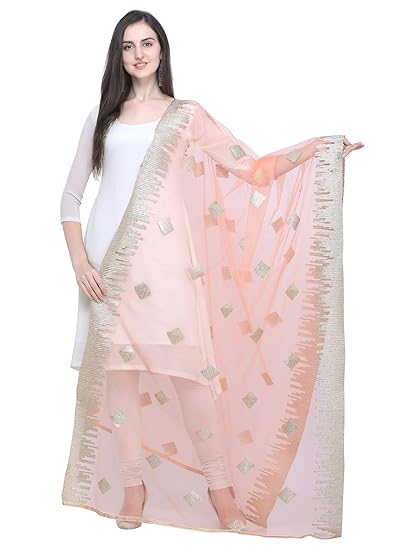 KANCHNAR Womens Embroidered Net Dupatta