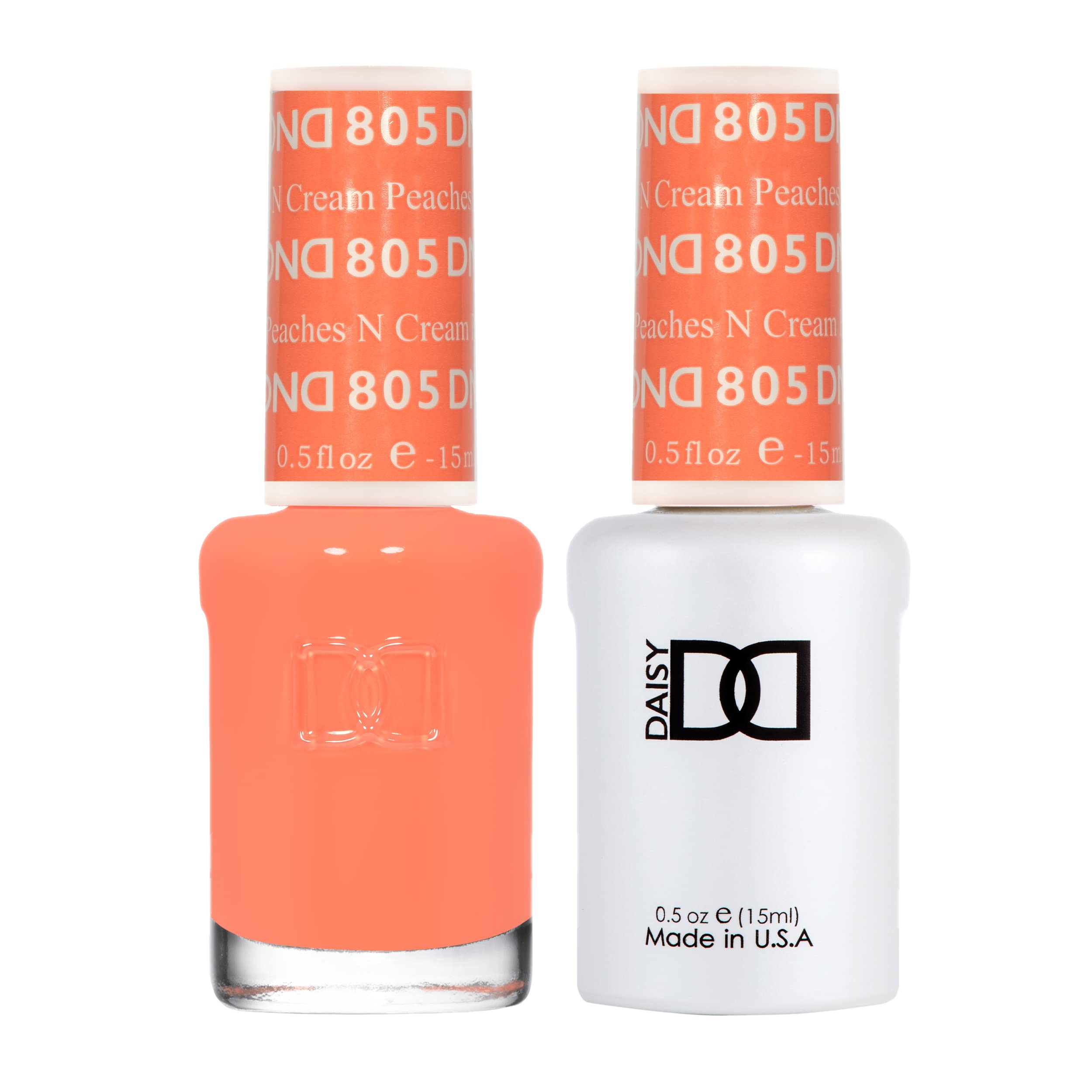 DND Gel Polish Set, Orange Collection, UV/LED Gel Polish and Air Dry Nail Lacquer, Matching Chip-Free Polish Duo, 805 Peaches n Cream, 0.5 Fl Oz