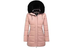 MOERDENG Women's Long Winter Puffer Coat Thicken Fleece Lined Down Jacket Waterproof Faux Fur Detachable Hooded Parka