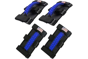 Bolaxin for Jeep Accessories US Flag Roll Bar Grab Grip Handle for Compatible with Jeep Wrangler YJ TJ JK JKU JL JLU & Gladiator JT 1955-2023 All Models (Blue, 4PCS)