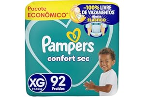 Pampers Confort Sec Fralda Descartável com cintura elástica Tamanho XG, 92 Unidades