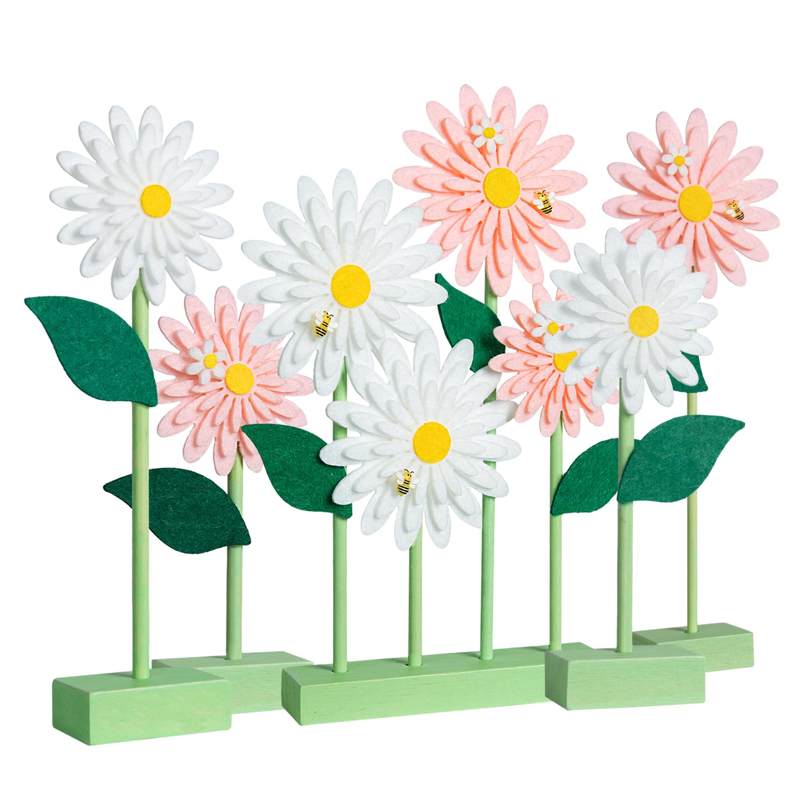 Photo 1 of SUNBEAUTY 8 PCS Daisy Felt Centerpieces for Tables Flower Birthday Party Decorations Daisy Birthday Party Decorations Pink White Daisy Decorations for Girl Birthday Baby Shower