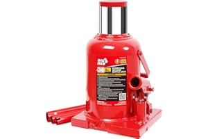 BIG RED T93007 Torin Hydraulic Stubby Low Profile Welded Bottle Jack, 30 Ton (60,000 lb) Capacity, Red