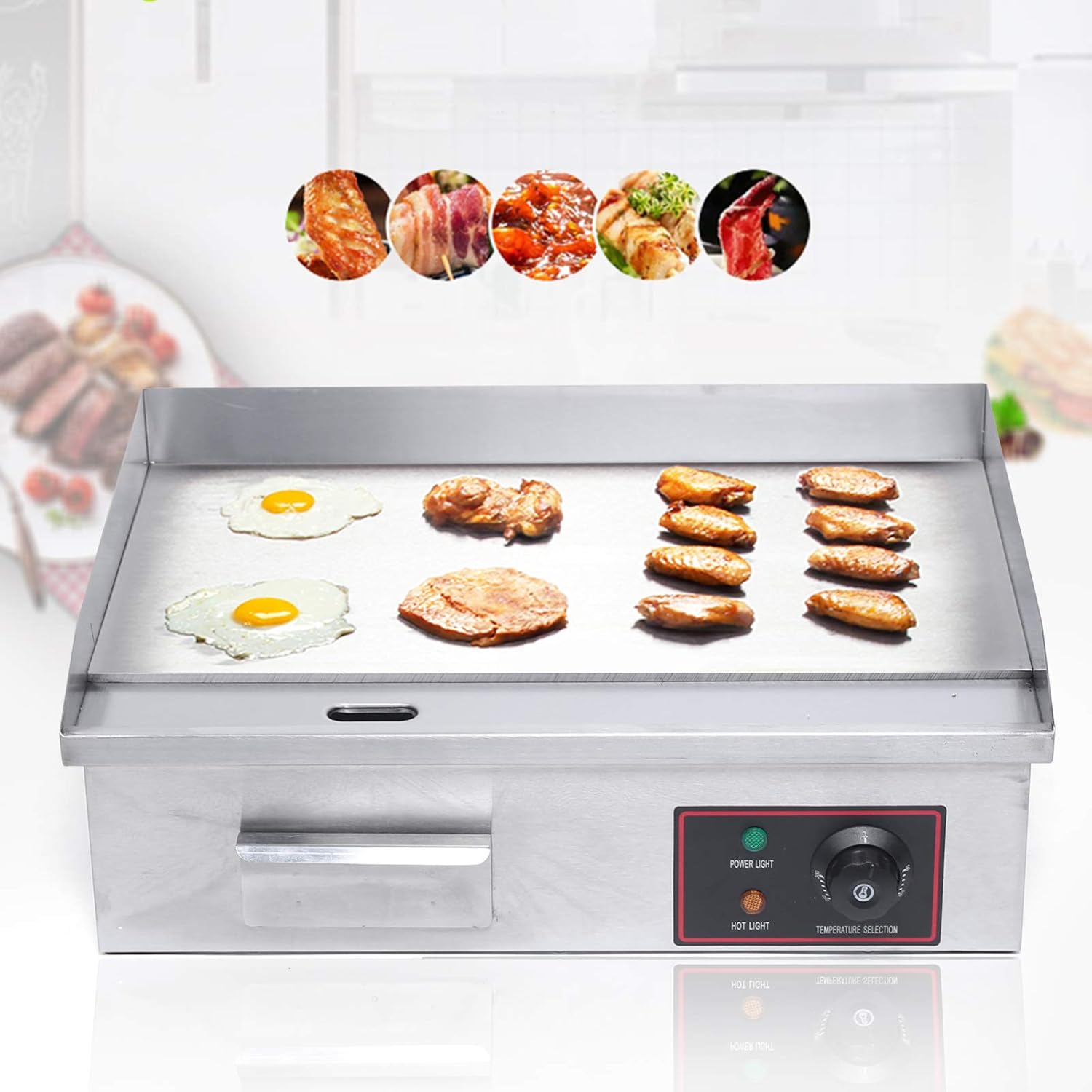 DYRABREST 110V 3000W Electric Countertop Griddle Grill
