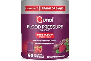 Qunol Beets Chews for Blood Pressure Support, 3 in 1 Beets + CoQ10 + Grape Seed Extract, Supports Healthy Blood Circulation & Heart Healthy Energy, 60 Chews