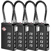 Puroma TSA Approved Luggage Travel Locks with Open Alert Indicator, 4 Digit Combination Resettable Code Zinc Alloy Lock for Suitcase, Backpack, Bag, Toolbox, Locker (4 Pack, Black)
