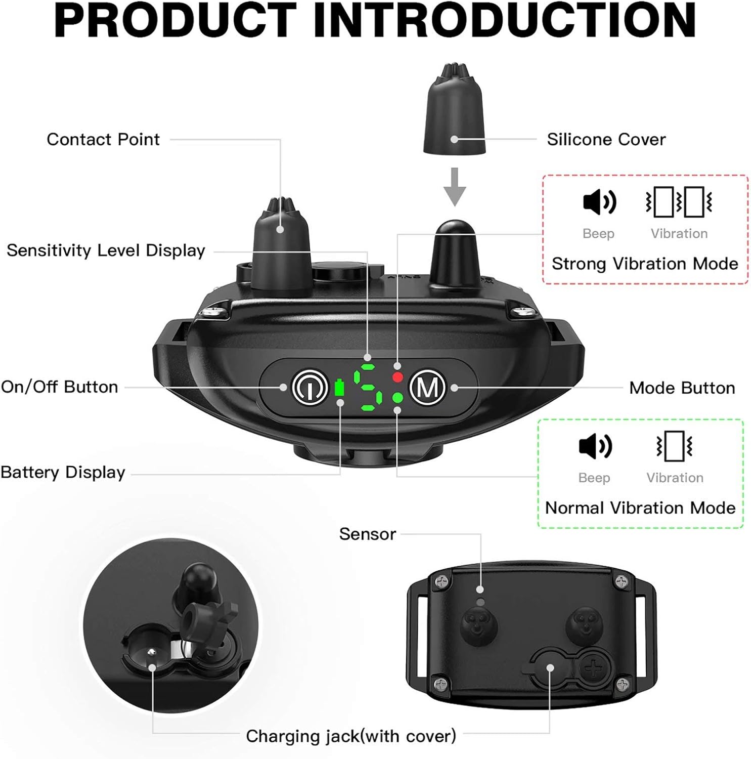2 Pack Smart Dog Bark Collar - 5 Adjustable Sensitivity/Vibration&Sound/Rechargeable/IPX7 Waterproof - Bark Control Training Collar for Small Medium Large Dog : Pet Supplies