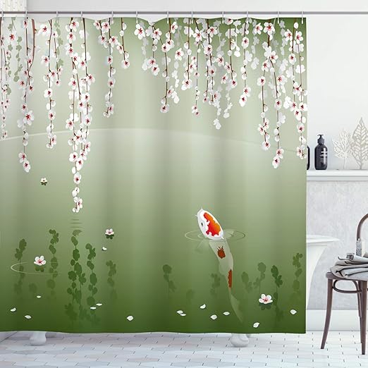 Amazon Com Lunarable Koi Fish Shower Curtain Japanese Koi Fish