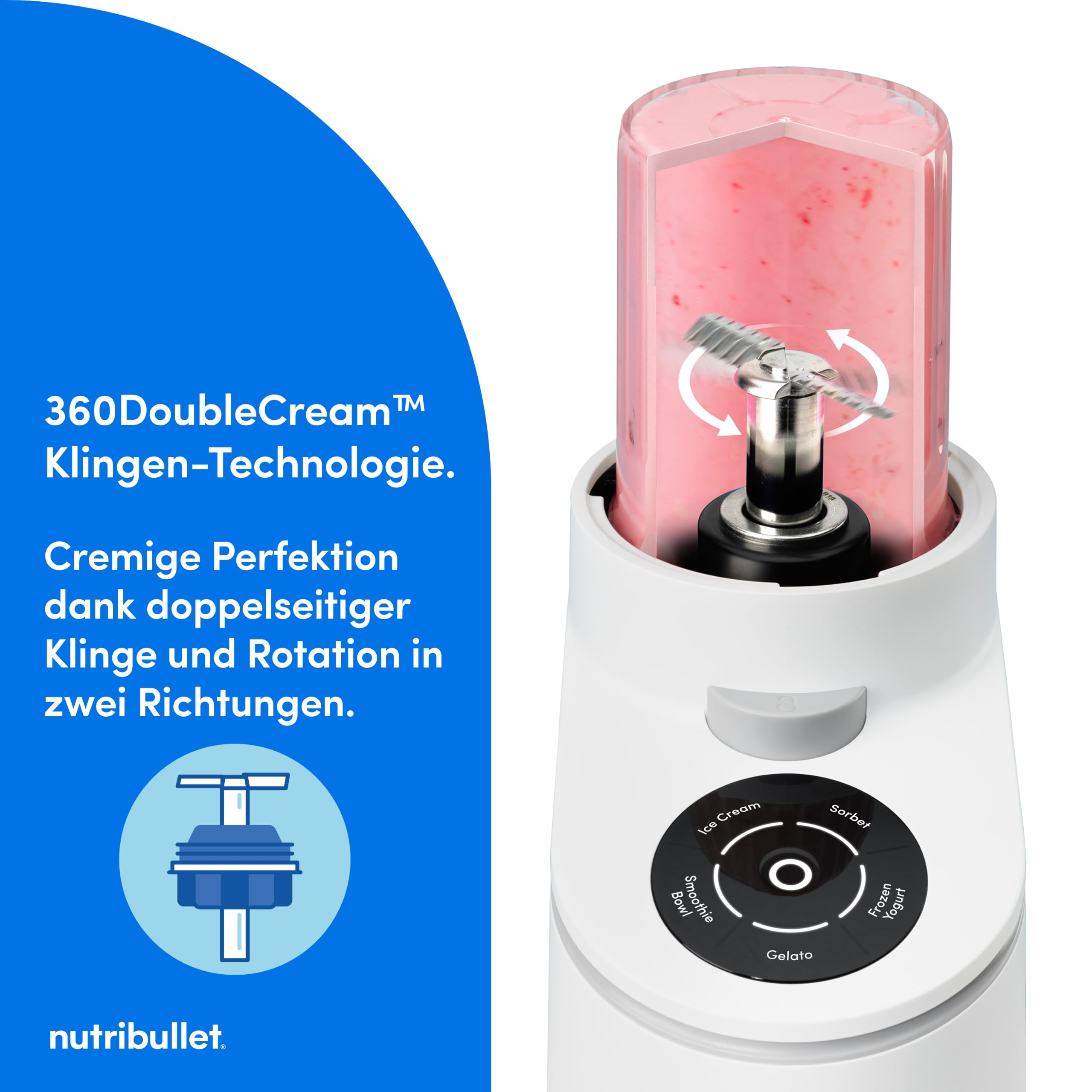 nutribullet Chill – Eismaschine für leckeres Eis, Gelato, Sorbet, Smoothie Bowl und Frozen Yogurt, 5 Automatikprogramme, Eiscreme Maschine, 3 Behälter mit Deckel, ideal für Familien, Weiß (NBD0503W) 4